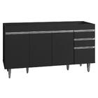 Balcão Gabinete Tampo 150cm 4 Portas 2 Gavetas Preto
