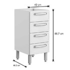 Balcão Gaveteiro Evidence Aço 4 Gavetas 7019 Branco - Bertoli