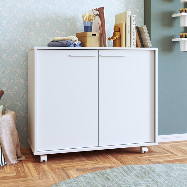 Balcão Infantil 2 Portas 1 Prateleiras 4 Pés Rodízio Casatema