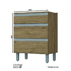 Balcão Integra C413 3 Gavetas 60 Cm Henn