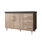 Balcão Isabel 100cm Com Tampo 2 Portas 3 Gavetas Castanho/ave