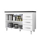 Balcão Isabel 100cm Com Tampo 2 Portas 3 Gavetas Castanho/ave