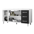 Balcão Isabel 160cm Sem Tampo 3 Portas 3 Gavetas Branco/preto