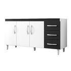 Balcão Isabel 160cm Sem Tampo 3 Portas 3 Gavetas Branco/preto