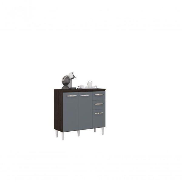 Balcao Isadora 90cm Chocolate/cinza Platinum - Poquema