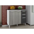 Balcão Isadora Com Tampo 03 Portas 02 Gavetas Grigio/preto -