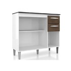 Balcão Isadora Com Tampo 03 Portas 02 Gavetas Grigio/preto -