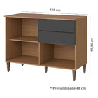 Balcão Juliete 3 Portas 2 Gevetas Carvalho Dakar/grafite - Ar