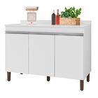 Balcão Karen 119cm 3 Portas Com Tampo Mdp - Peternella Móveis