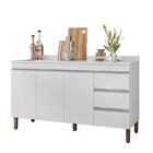 Balcão Karen 147cm 3 Portas 3 Gavetas Com Tampo Mdp - Peterne