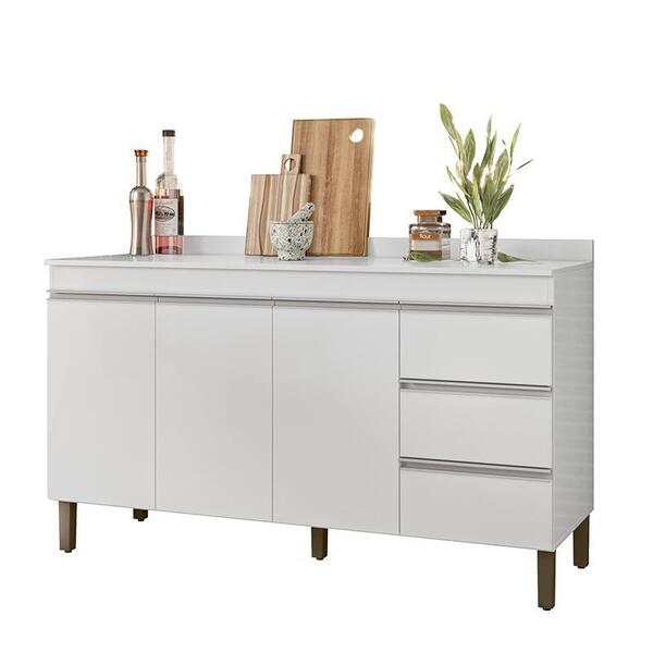 Balcão Karen 147cm 3 Portas 3 Gavetas Com Tampo Mdp - Peterne