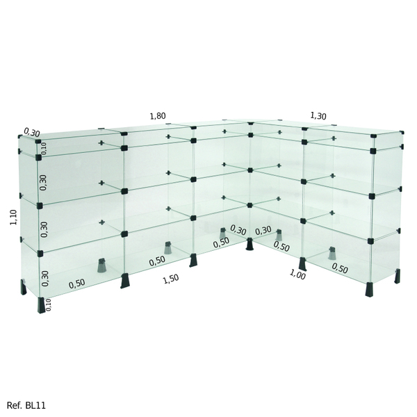 Balcão L Invertido Porta Bijuterias - 1,50 X 1.10 X 1.00