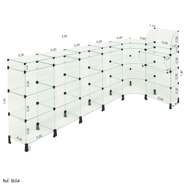 Balcão L Modulado Com Caixa 2,60 X 1.10 X 1.10