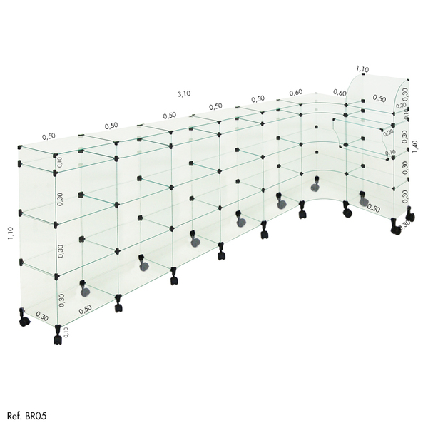 Balcão L Modulado Com Caixa E Rodízio 3,10 X 1.10 X 1.10