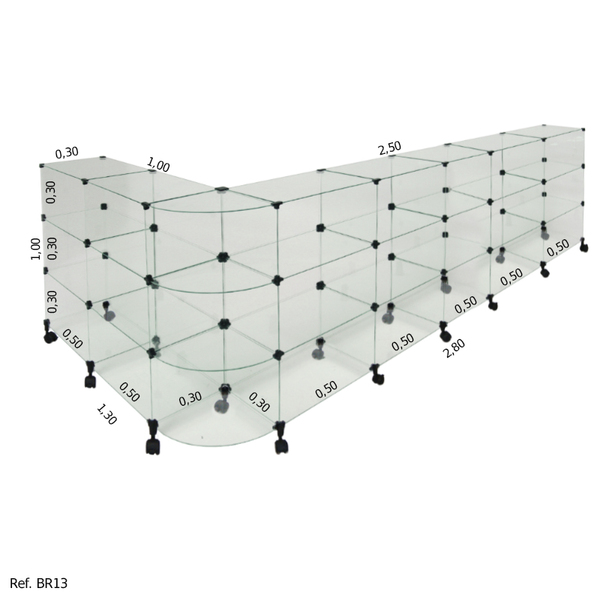 Balcão L Raio Invertido Com Rodízio 2,50 X 1.00 X 1.00