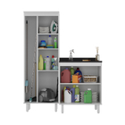 Balcão Lavanderia 2 Portas 85x70x53cm Madeira Branco Dora Luciane