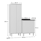 Balcão Lavanderia 2 Portas 85x70x53cm Madeira Branco Dora Luciane