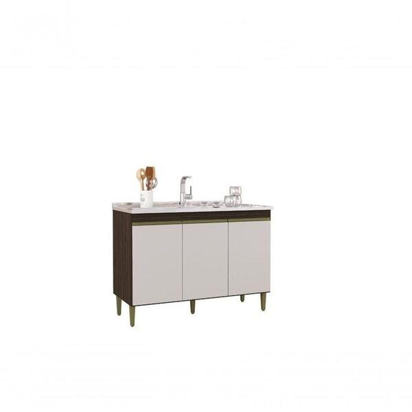 Balcão Lolita Para Pia 3 Portas Chocolate/offwhite - Poquema