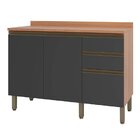 Balcão Macadâmia 2 Portas 3 Gavetas Freijó E Grafite