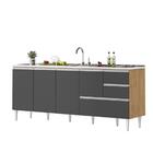 Balcão Maceió Para Pia 2,00 Mt 4 Portas Com Gavetão Amêndoa G