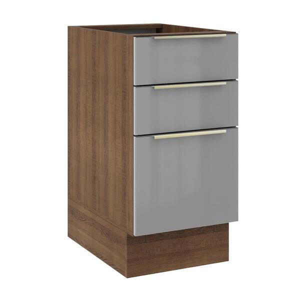 Balcão Madesa Lux 40 Cm 3 Gavetas (sem Tampo) - Rustic/cinza