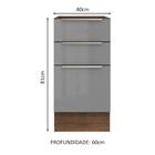 Balcão Madesa Lux 40 Cm 3 Gavetas (sem Tampo) - Rustic/cinza