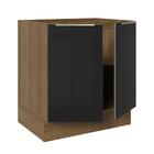 Balcão Madesa Lux 70 Cm 2 Portas - Rustic/preto (sem Tampo)