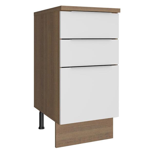 Balcão Madesa Stella 40 Cm 3 Gavetas - Rustic/branco