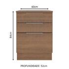 Balcão Madesa Stella 60 Cm 3 Gavetas - Rustic