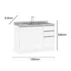 Balcão Mali 3 Gavetas Politorno Branco/castanho