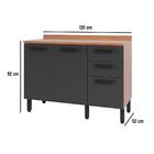 Balcão Márcia 1200mm C/ Tampo 3pt 2gv Freijó/grafite