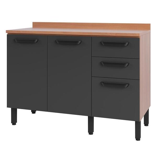 Balcão Márcia 1200mm C/ Tampo 3pt 2gv Freijó/grafite