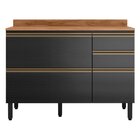 Balcão Mdf 1 Porta Basculante 4 Gavetas Para Pia 120cm Com Ta