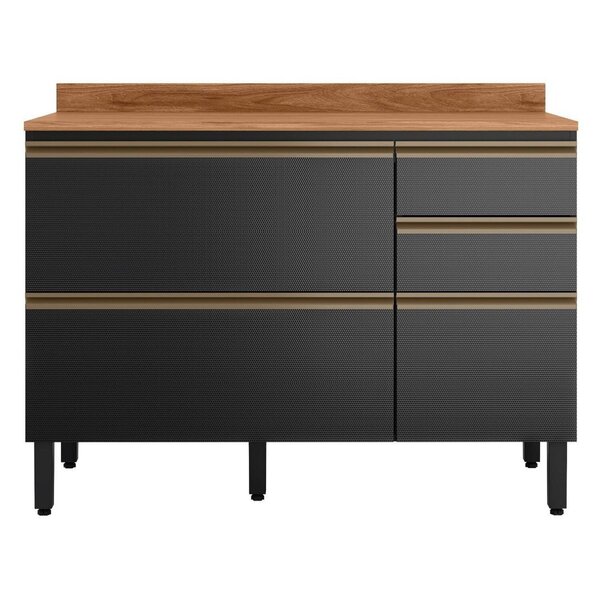 Balcão Mdf 1 Porta Basculante 4 Gavetas Para Pia 120cm Com Ta