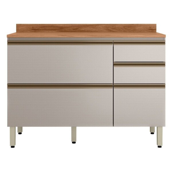 Balcão Mdf 1 Porta Basculante 4 Gavetas Para Pia 120cm Com Ta