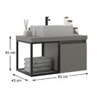 Balcão Miami 80 Com 1 Porta 1 Prateleira Cimento - Belizze