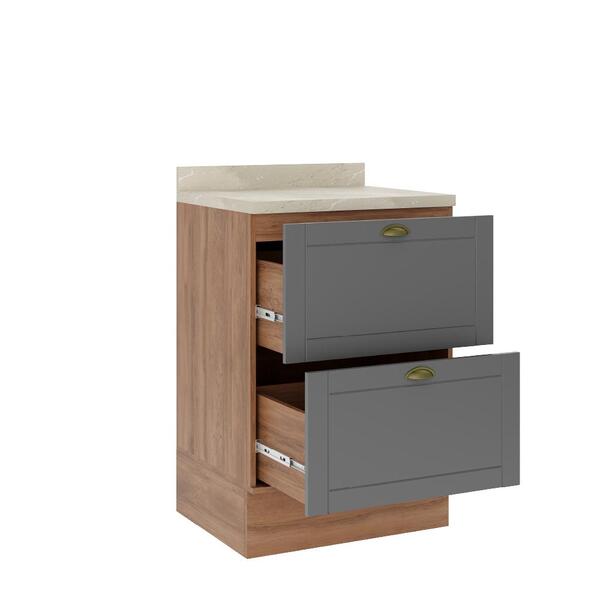 Balcão Milla 2 Gavetas Nog/cinza 60cm Carraro