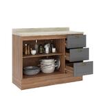 Balcão Milla 2 Portas 3 Gavetas Nog/cinza 120cm Carraro