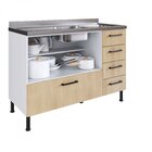 Balcão Modulado 2 Portas E 5 Gavetas Para Pia 1,20m Juruti Ca