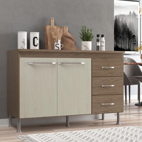 Balcão Modulado Para Cozinha Com Tampo Fidelitá Paris 120cm 2