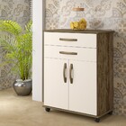 Balcão Mônaco Arte Móveis 2 Portas 2 Gaveta Flex  Ipê-off Whi