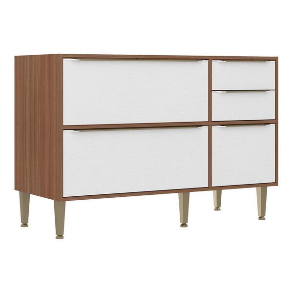 Balcão Multimóveis Calábria 120cm Para Pia 5400 Nogueira/bran