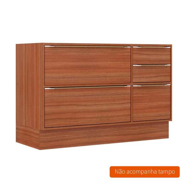 Balcão Multimóveis Calábria 120cm Para Pia 5400r Nogueira Com