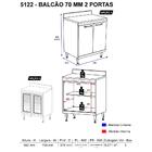 Balcão Multimóveis Sicília Duplo 70cm Para  Cooktop 5122 Argi