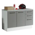 Balcão Multiuso 120cm 2 Portas 3 Gavetas Branco/cinza Agata M