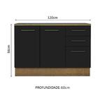 Balcão Multiuso 120cm 2 Portas 3 Gavetas Rustic/preto Agata M