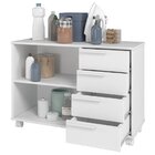 Balcão Multiuso 1 Prateleira 4 Gavetas Branco Branco