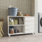 Balcão Multiuso 1 Prateleira 4 Gavetas Branco Branco