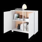 Balcão Multiuso 2 Portas 1 Prateleira Com Rodízios Branco