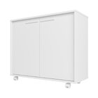 Balcão Multiuso 2 Portas 1 Prateleira Com Rodízios Branco